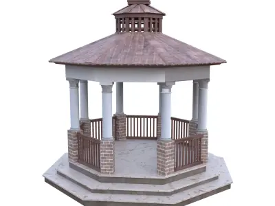 Gazebo Pavilion Low Poly 3D Model PBR Textured Blender Ready Low-poly 3D model