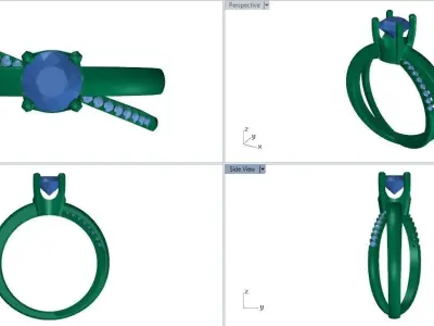 Double Band Diamond Ring For Women 3D Print Model Render STL 3D print model