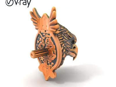 Eagle Head Door Knocker Sculpture model pack Low-poly 3D model