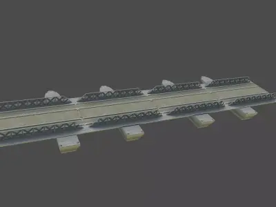 Pontoon bridge Low-poly 3D model
