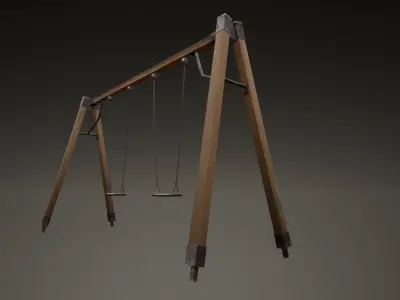 3D low poly PBR playground chain swing Low-poly 3D model