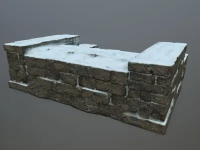 Ruin Stairs Low-poly 3D model 5