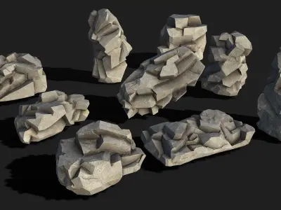 Mountain cliff Rocks - PBR Pack 02 Low-poly 3D model