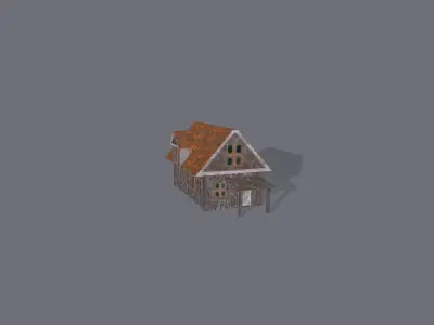 Lowpoly  Medieval Township Houses Low-poly 3D model