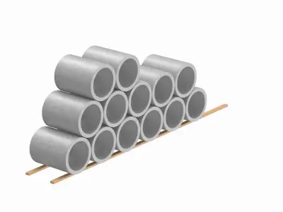 Concrete Pipes Stack  3D model