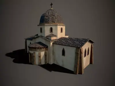 Medieval Church  Game-ready  Free low-poly 3D model