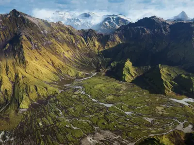 Mountain River Valley Environment - Unity 2017 Project Low-poly 3D model