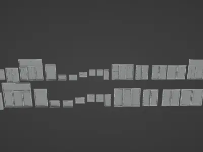 Windows collection white Low-poly 3D model