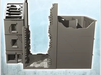 Ruined multi-storey building with store and exposed framework 23 3D print model