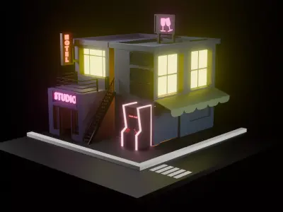 3d isometric scene Low-poly 3D model 3D model