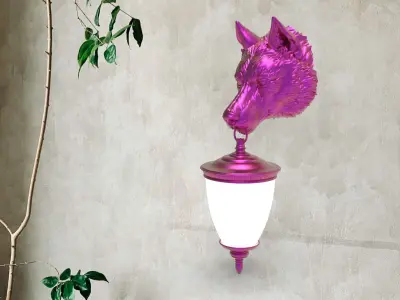 Wolf Head Wall Lamp 3D print model