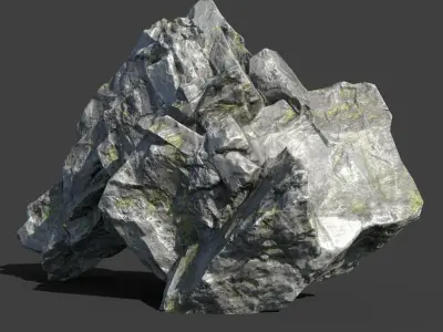 Low poly Layered Rock Mossy 190103 Low-poly 3D model