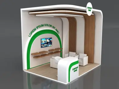 Booth Exhibition Stand Stall 4x3m Height 360 cm 2 Side Open 3D model