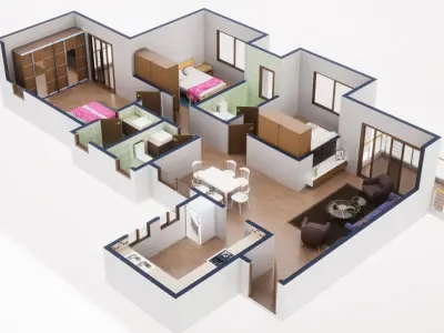 3D Floor Plan Model 58 3D model