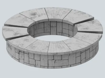 Furniture Outdoor benches Curved Stone Bench Low-poly 3D model