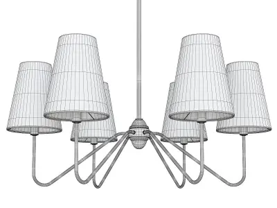 BERKSHIRE 6 ARM CHANDELIER WITH LINEN SHADES Low-poly 3D model