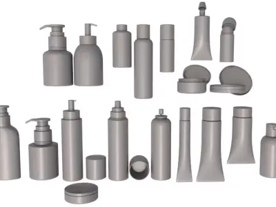 Cosmetic containers collection 3 3D model