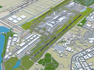 Singapore Changi Airport 10km Low-poly 3D model