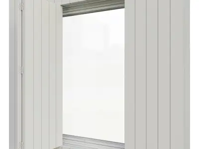Shutters 4 window with wooden frame 3D model