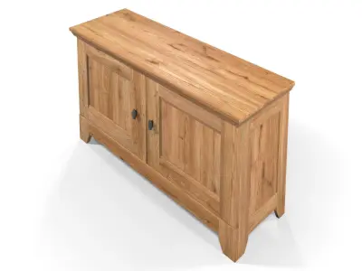 Country Cabinet 2 Door Solid Natural Oak  3D model