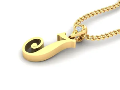Alphabet V3 Light Gold  Font Pendant J 3D print model