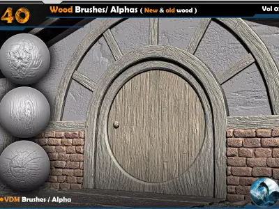 40 Wood VDM Brushes-Alphas  Vol 02 Texture