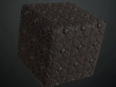 Classic Embossed Black Floral Ornament Relief PBR Seamless Texture