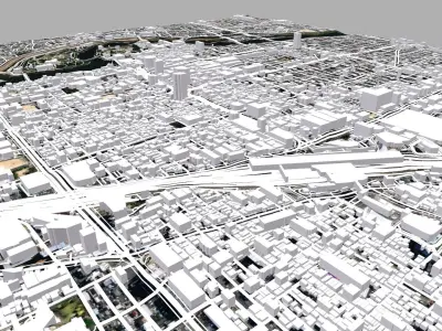 Cityscape Okayama Japan 3D model