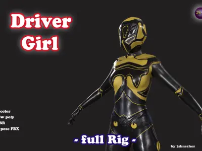 Driver Girl - PBR Low-poly 3D model