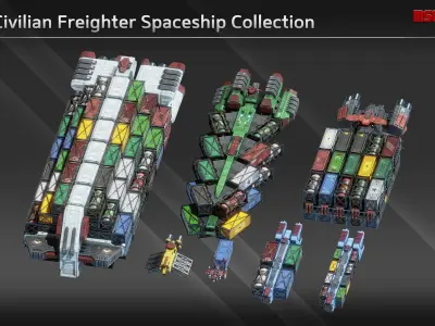 Civilian Freighter Spaceship Collection 3D Model Pack purchase