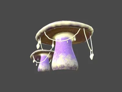 Fantasy Mushroom C08 Purple Yellow - Scene Backdrop Design Low-poly 3D model