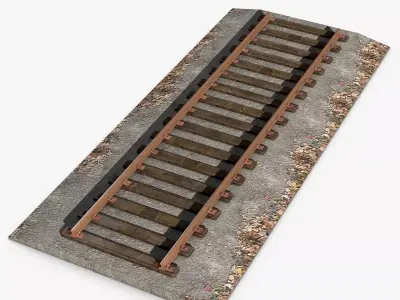 Railroad train track with flowers 3D model