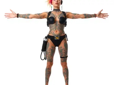 Tattooed Cyberpunk Model Pack Low-poly 3D model