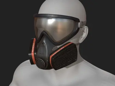 Gas mask helmet 3d model protection safety  Low-poly 3D model