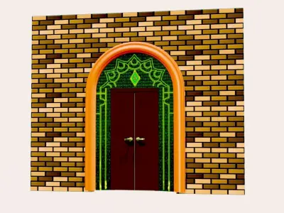 Fancy Colorfull  Modern Door with Glass and  Wire  3D model