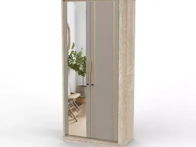 Modern Mirrored Wardrobe Armoire Closet FlatPack Free 3D model