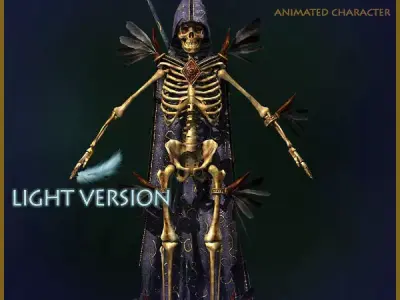 Skeleton Sorcerer Light Version Low-poly 3D model