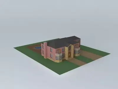 Stone and Light red Brick Mansion Free 3D model