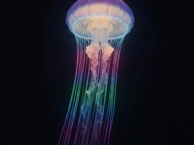 Neon Bioluminescent Jellyfish  Futuristic Ocean  3D model
