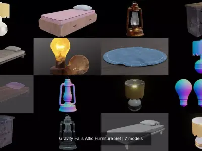 Gravity Falls Attic Furniture Set 3D Model Pack