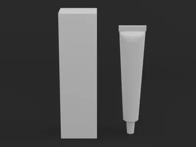 Tube Cream And Cardboard Box 3D model