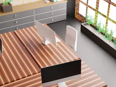 Custom Office Interior With Lighting and Materials 3D model