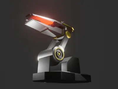 Cannon robot with light Low-poly 3D model