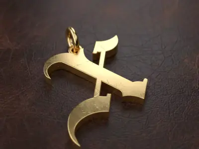 Gothic Letter X Pendant 3D print model