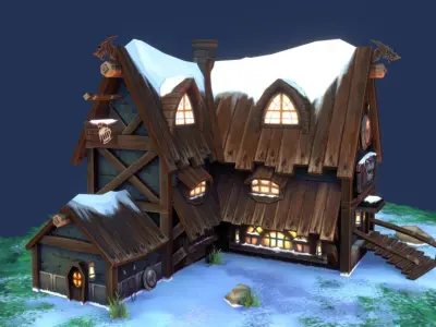 Dragon Peach house Low-poly 3D model