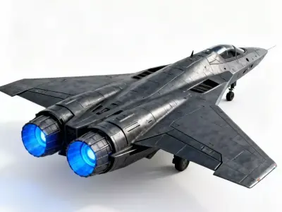 Stealth Orbital Interceptor Jet 3D Model Low-poly 3D model