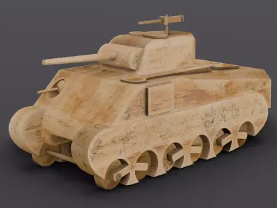 Wooden Toy Vehicle 2 Low-poly 3D model