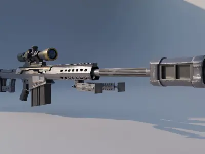 Barret M82A Anti materiel precision sniper rifle Low-poly 3D model