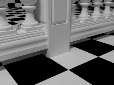 Exterior Railing - White Vinyl - Style 13 3D model