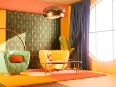 interior design art deco style 3D model